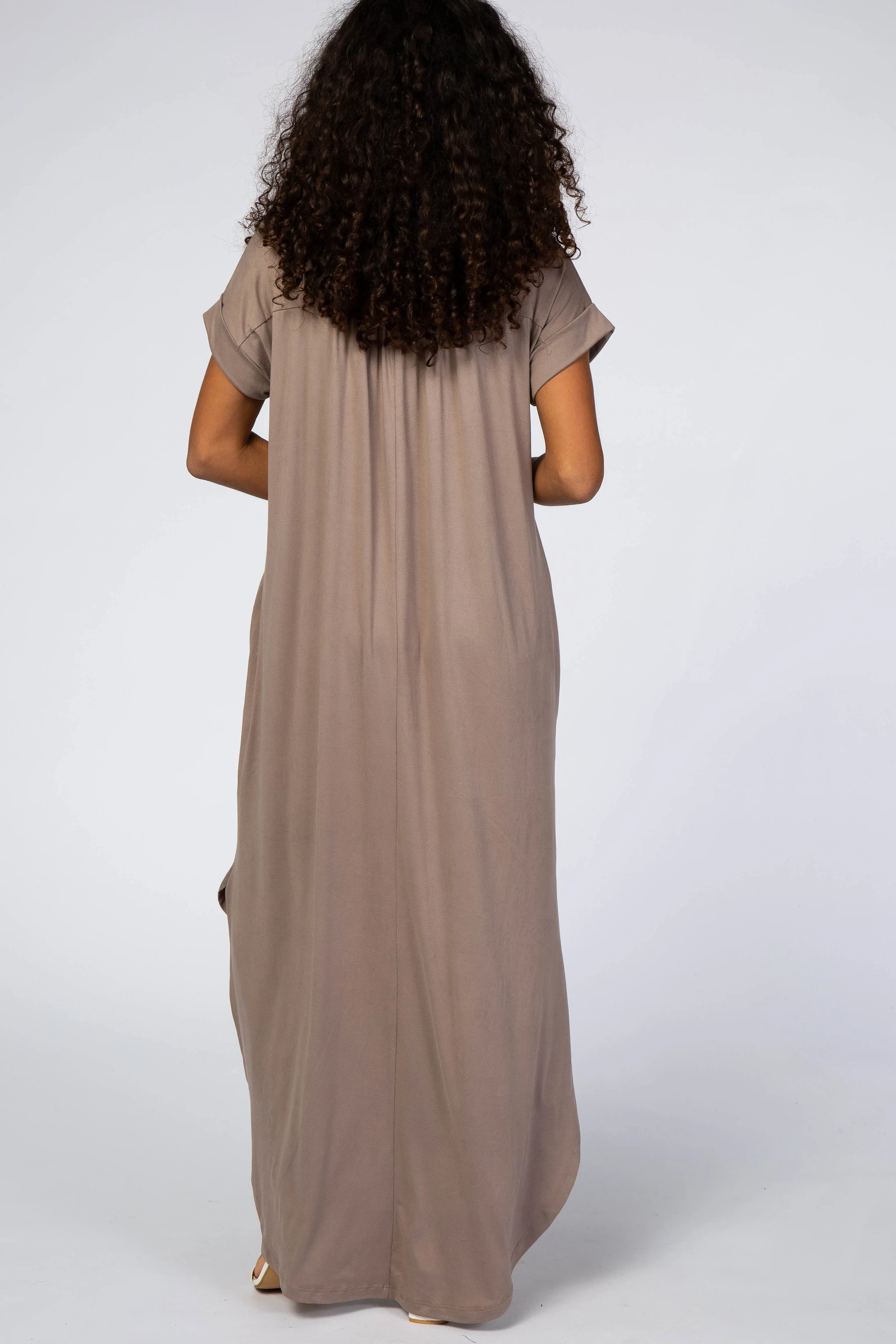 Taupe Side Slit Maxi Dress sold by Pinkblush product image thumbnail 3