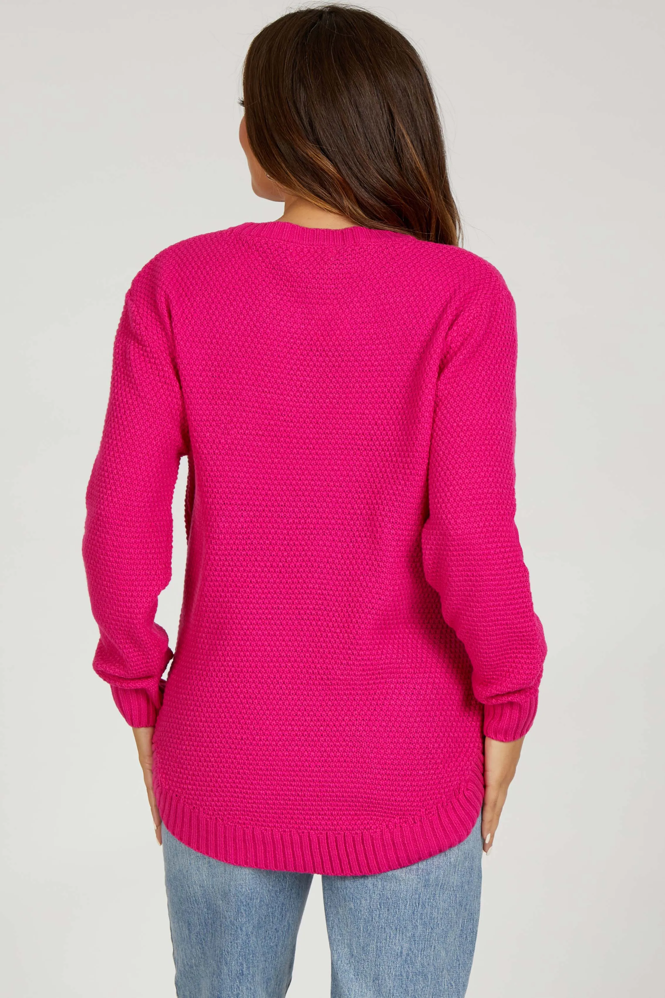Fuchsia Knit Pullover Maternity Sweater sold by Pinkblush product image thumbnail 3