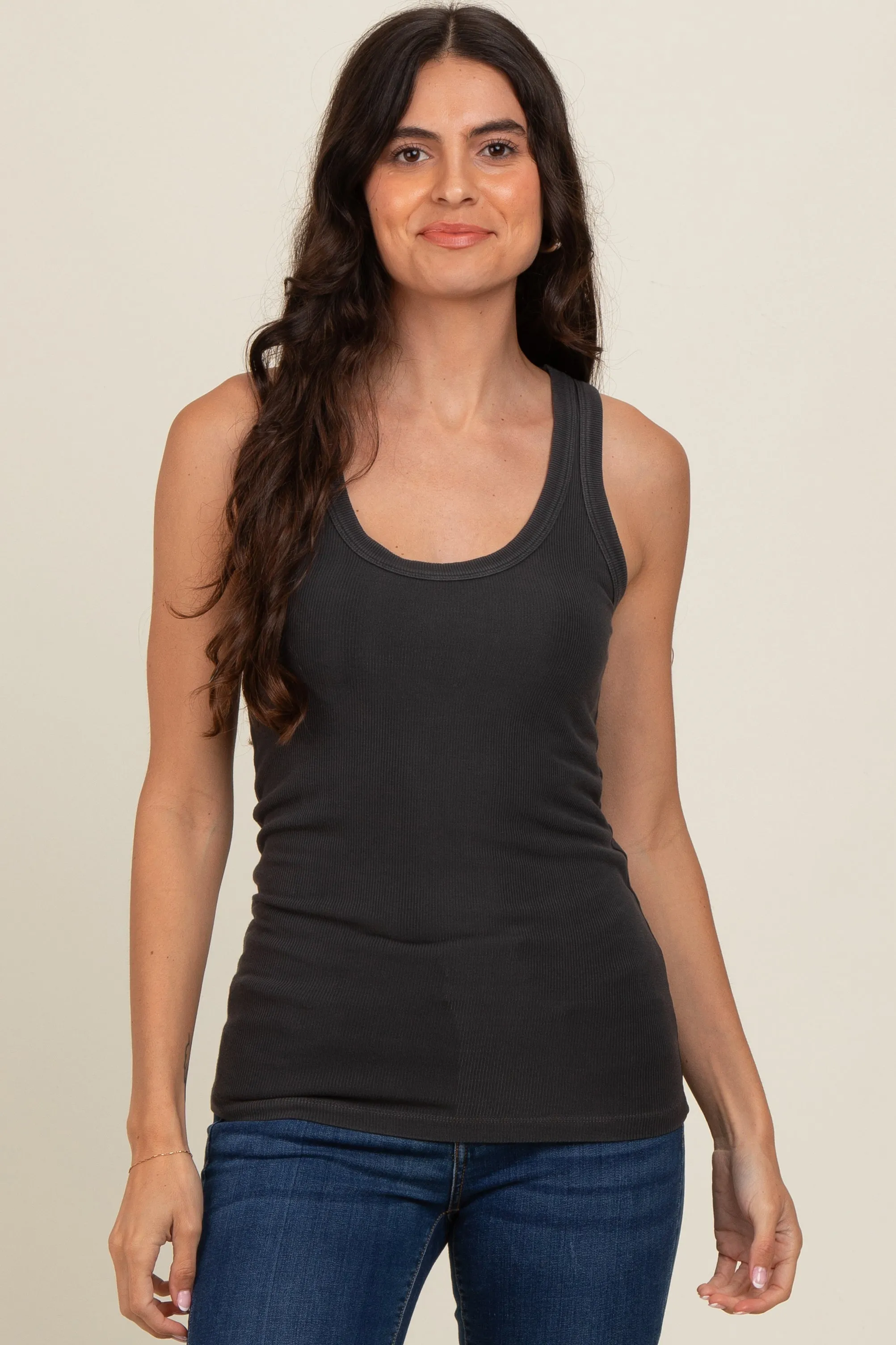 Charcoal Sleeveless Ribbed Top sold by Pinkblush product image thumbnail 2