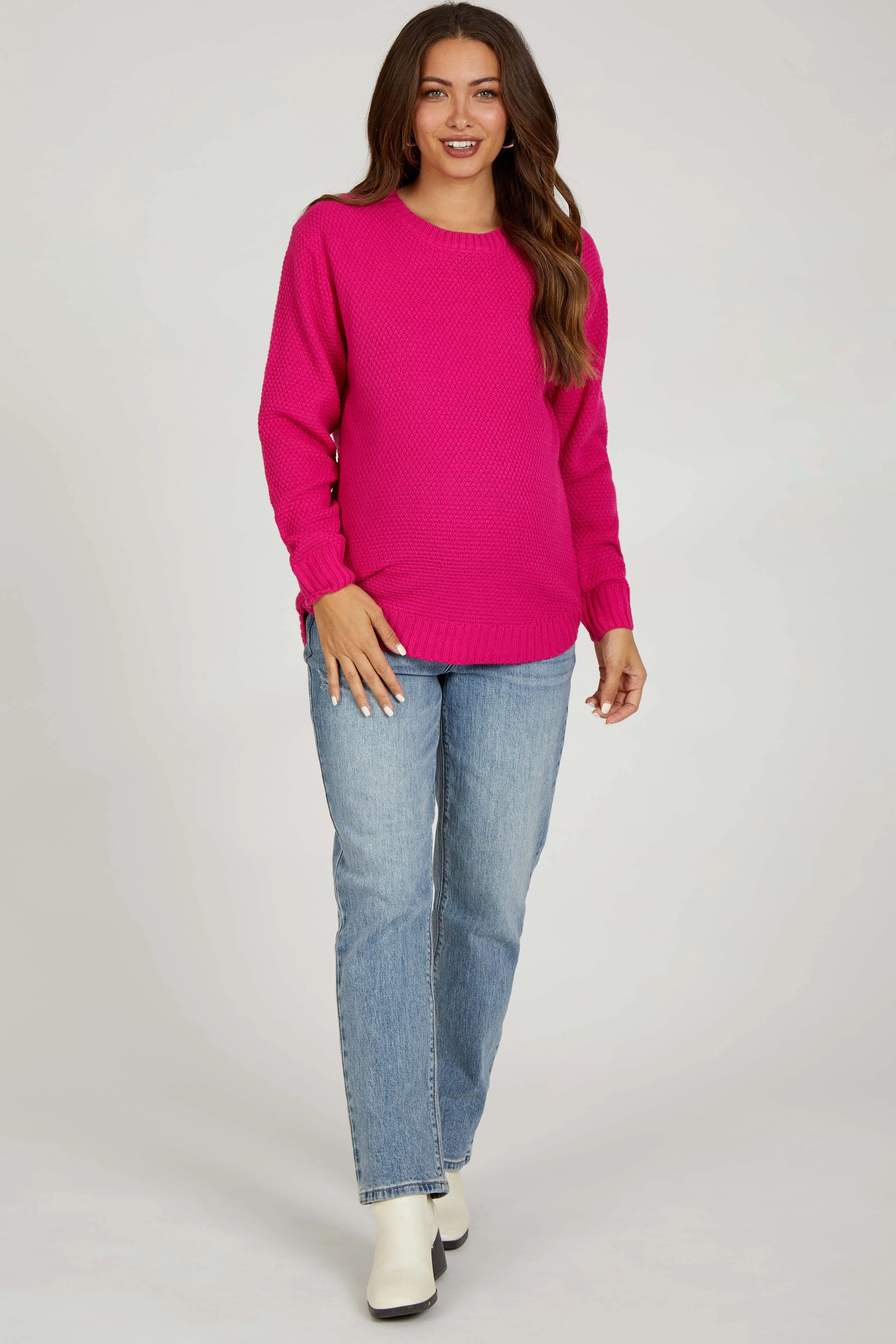Fuchsia Knit Pullover Maternity Sweater sold by Pinkblush product image thumbnail 4