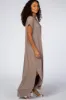 Taupe Side Slit Maxi Dress sold by Pinkblush