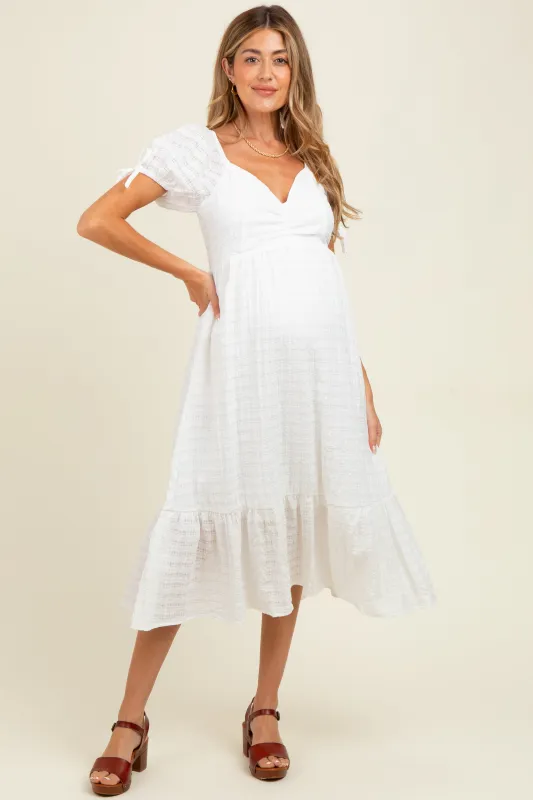 Ivory Solid Sweet Heart Maternity Dress sold by Pinkblush