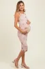 Light Pink Floral Mesh Overlay Twisted Strap Maternity Midi Dress sold by Pinkblush