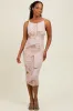 Light Pink Floral Mesh Overlay Twisted Strap Maternity Midi Dress sold by Pinkblush