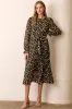 Black Floral Chiffon Long Sleeve Pleated Maternity Midi Dress sold by Pinkblush