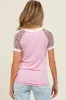 Pink Floral Contrast Short Sleeve Maternity Top sold by Pinkblush