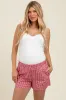 Red Gingham Button Accent Maternity Shorts sold by Pinkblush