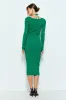 Green Cutout Cross-Strap Knit Midi Dress sold by Pinkblush
