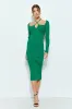 Green Cutout Cross-Strap Knit Midi Dress sold by Pinkblush