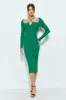 Green Cutout Cross-Strap Knit Midi Dress sold by Pinkblush