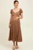 Camel Animal Print Button Accent Maternity Midi Dress sold by Pinkblush