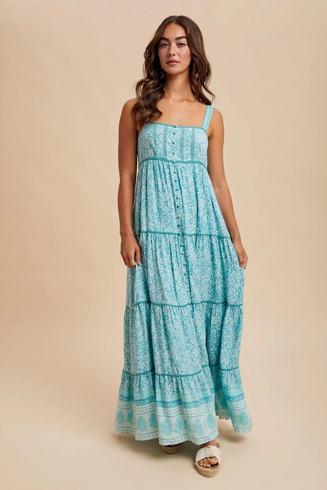 Aqua Border Print Sleeveless Maternity Maxi Dress sold by Pinkblush product image thumbnail 5