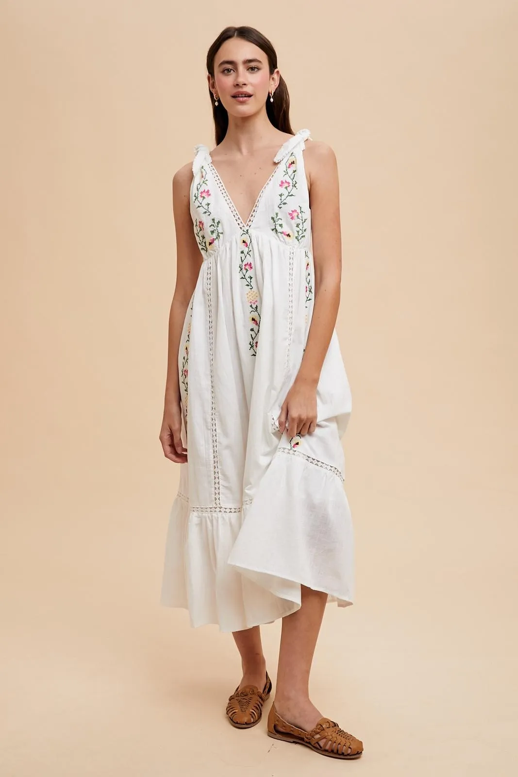 Ivory Embroidered Cotton Summer Maternity Maxi Dress sold by Pinkblush product image thumbnail 5