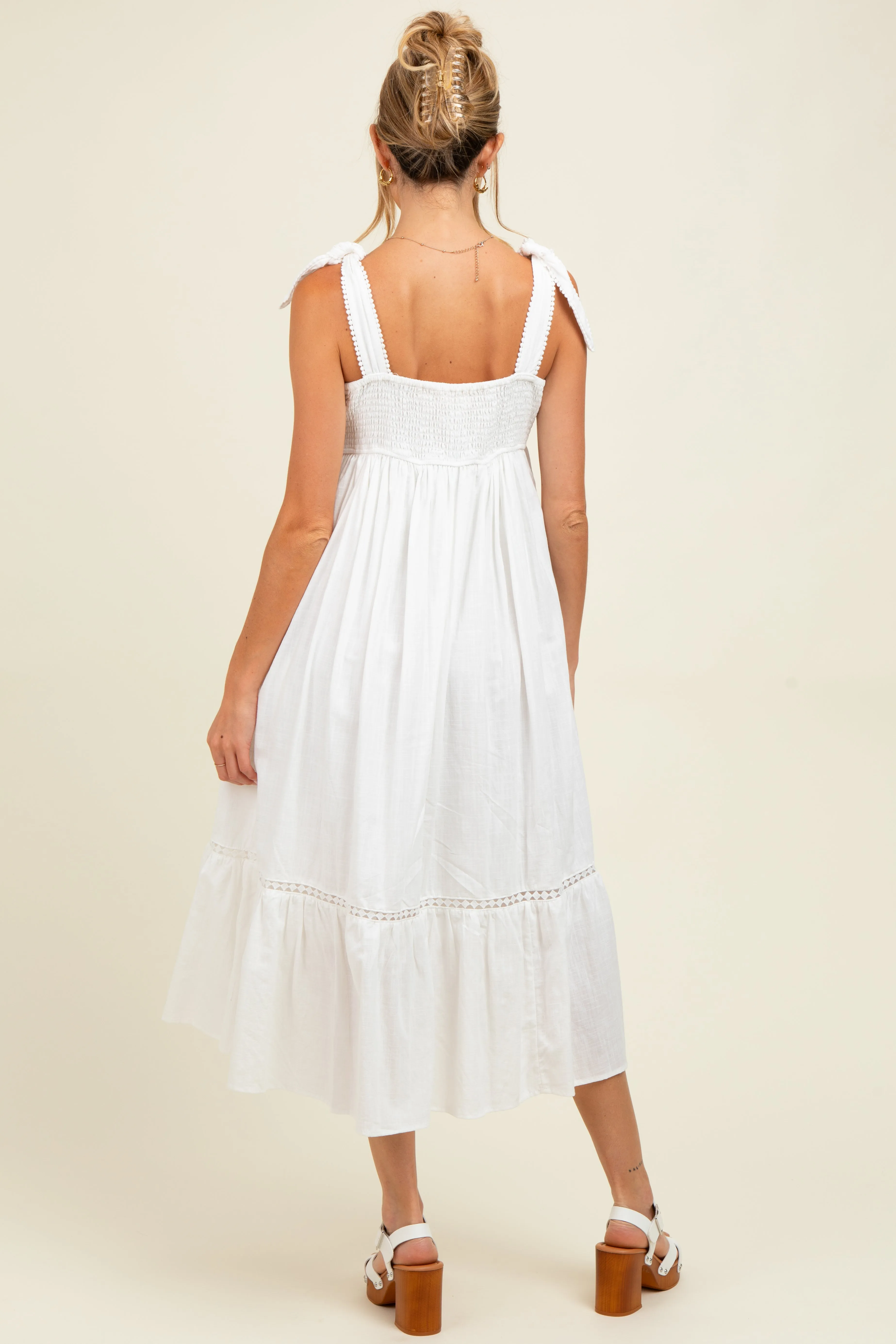 Ivory Embroidered Cotton Summer Maternity Maxi Dress sold by Pinkblush product image thumbnail 4