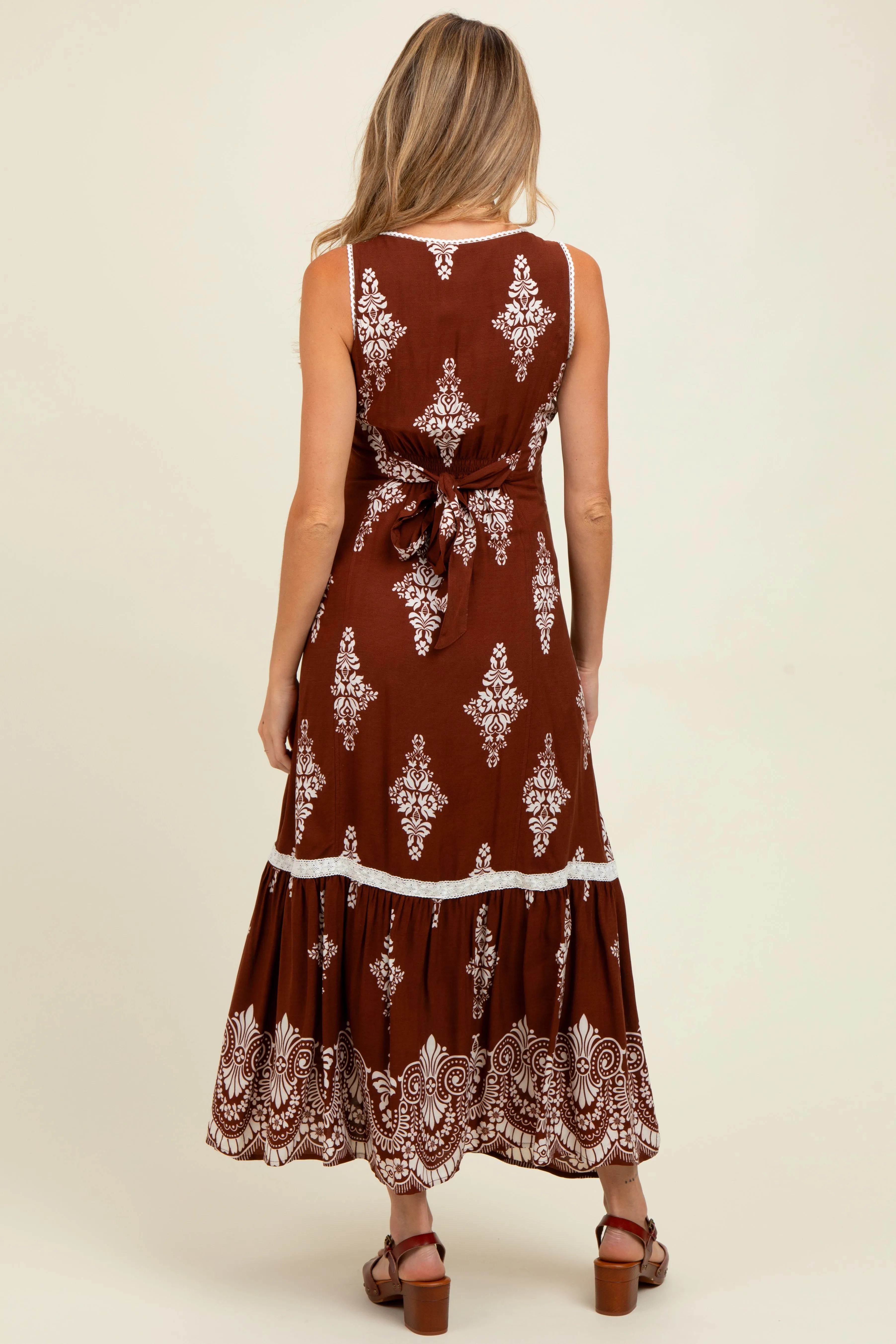 Brown Border Print Resort Maternity Maxi Dress sold by Pinkblush product image thumbnail 4