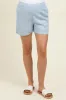 Light Blue Striped Linen Blend Maternity Shorts sold by Pinkblush