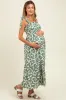 Light Olive Floral Tiered Shoulder Tie Maternity Midi Dress sold by Pinkblush
