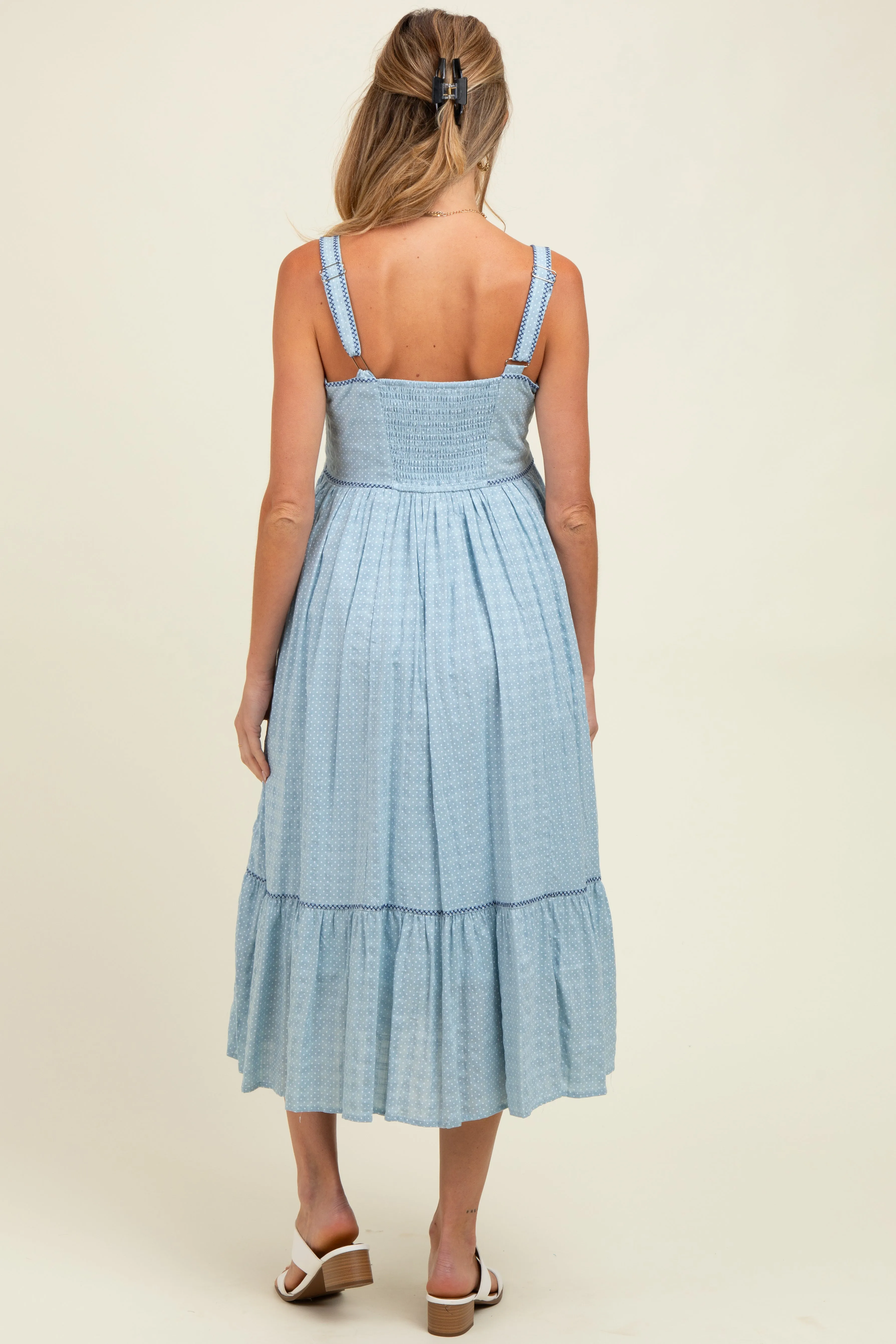 Light Blue Cross Stitch Embroidered Maternity Maxi Dress sold by Pinkblush product image thumbnail 3