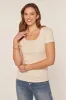 Cream Ribbed Square Neck Maternity T-Shirt sold by Pinkblush