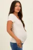 Cream Ribbed Square Neck Maternity T-Shirt sold by Pinkblush
