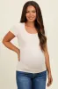 Cream Ribbed Square Neck Maternity T-Shirt sold by Pinkblush
