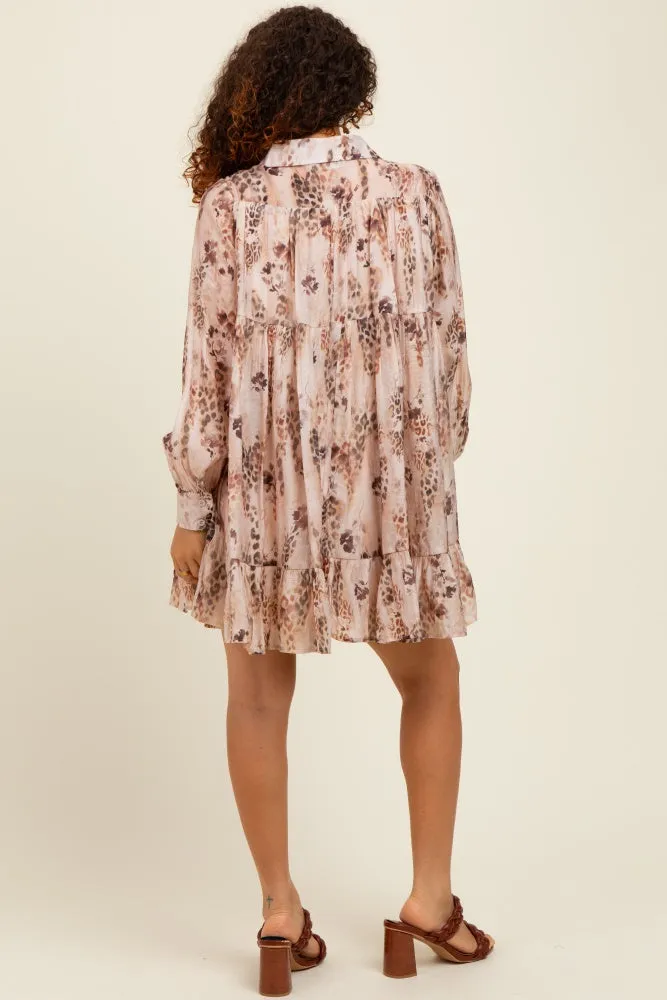 Brown Animal Print Tiered Maternity Mini Dress sold by Pinkblush product image thumbnail 2