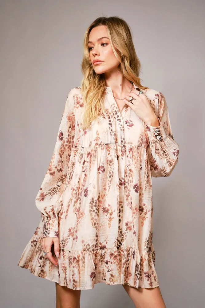 Brown Animal Print Tiered Maternity Mini Dress sold by Pinkblush product image thumbnail 3