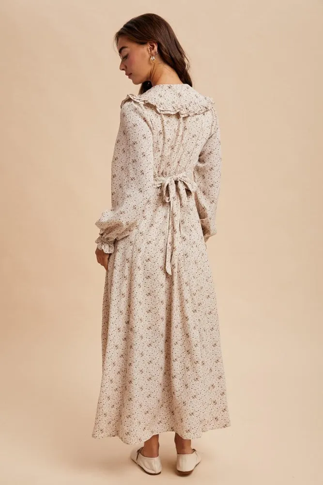 Cream Statement Collar Button Down Maxi Dress sold by Pinkblush product image thumbnail 4