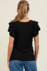 Black Double Ruffle Sleeve Maternity T-Shirt sold by Pinkblush