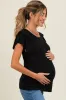 Black Double Ruffle Sleeve Maternity T-Shirt sold by Pinkblush