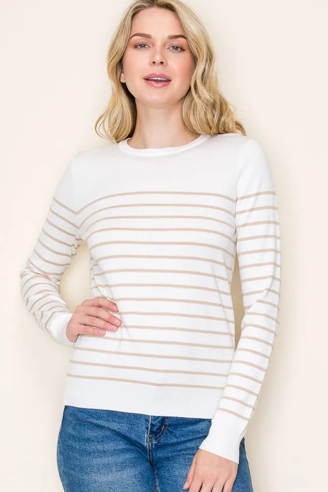 Camel Striped Knit Maternity Long Sleeve Top sold by Pinkblush product image thumbnail 4