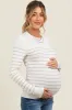 Camel Striped Knit Maternity Long Sleeve Top sold by Pinkblush