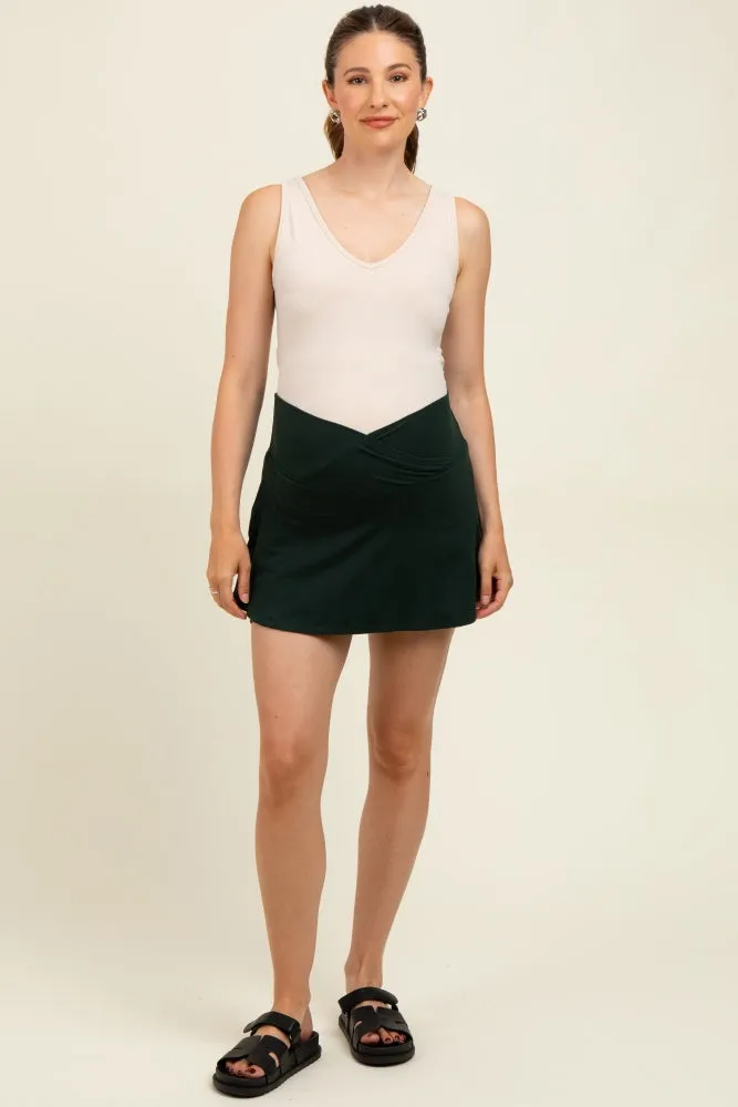 Forest Green Crossover V-Waist Maternity Skort sold by Pinkblush