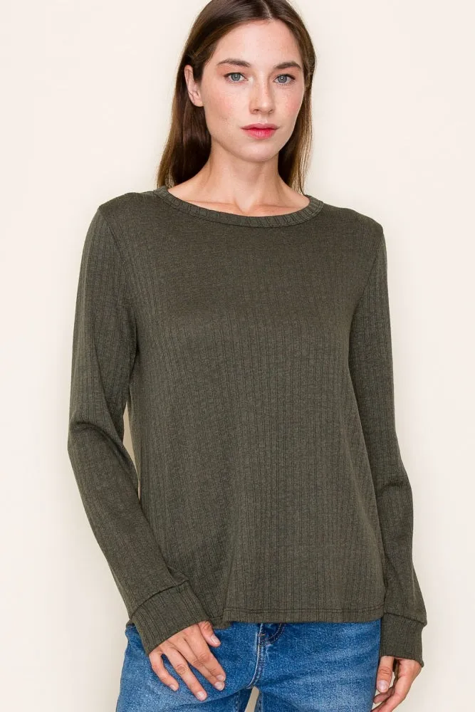 Olive Pointelle Knit Maternity Long Sleeve Top sold by Pinkblush product image thumbnail 4