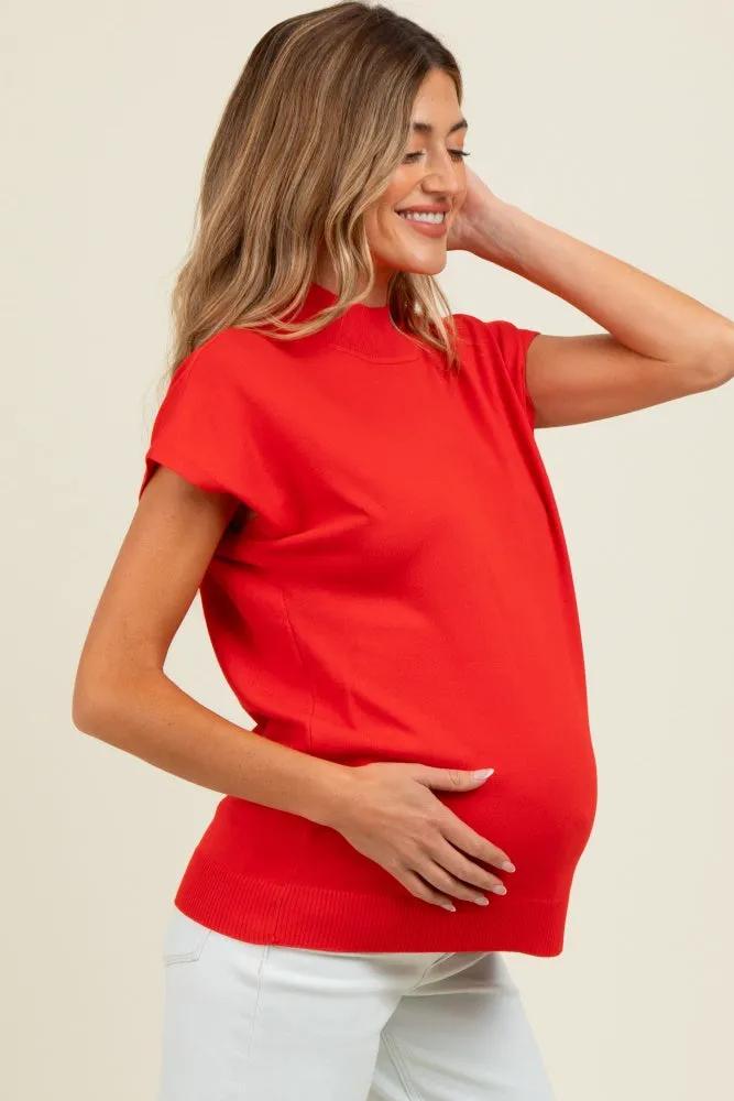 Red Mock Neck Knit Maternity Top sold by Pinkblush product image thumbnail 2