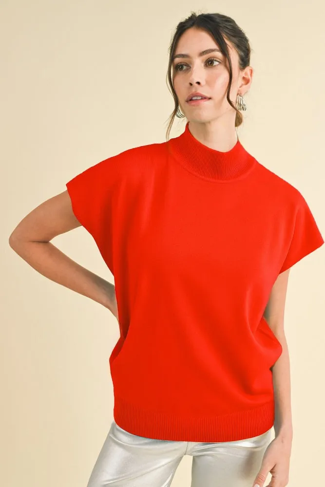 Red Mock Neck Knit Maternity Top sold by Pinkblush product image thumbnail 4