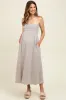Grey Smocked Cotton Gauze Maternity Midi Dress sold by Pinkblush