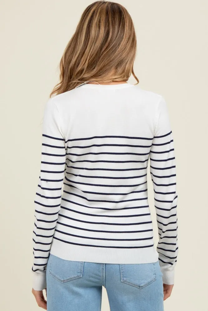 Navy Striped Knit Maternity Long Sleeve Top sold by Pinkblush product image thumbnail 4