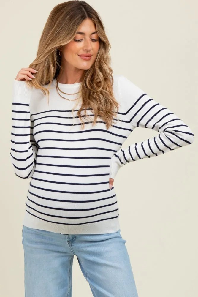 Navy Striped Knit Maternity Long Sleeve Top sold by Pinkblush product image thumbnail 2