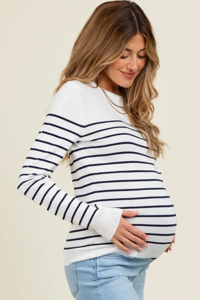 Navy Striped Knit Maternity Long Sleeve Top sold by Pinkblush product image thumbnail 3