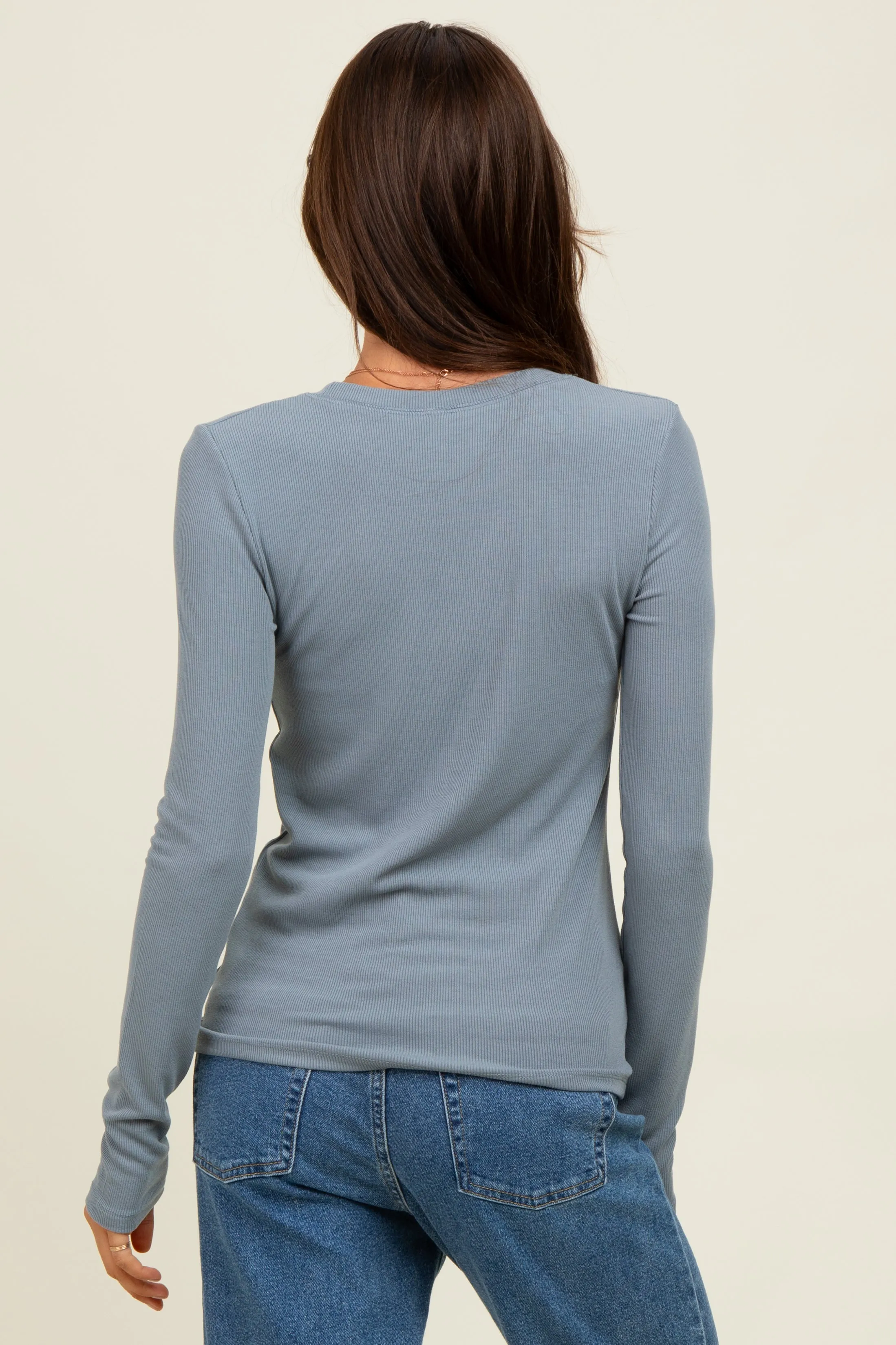 Grey Ribbed Long Sleeve Top sold by Pinkblush product image thumbnail 4