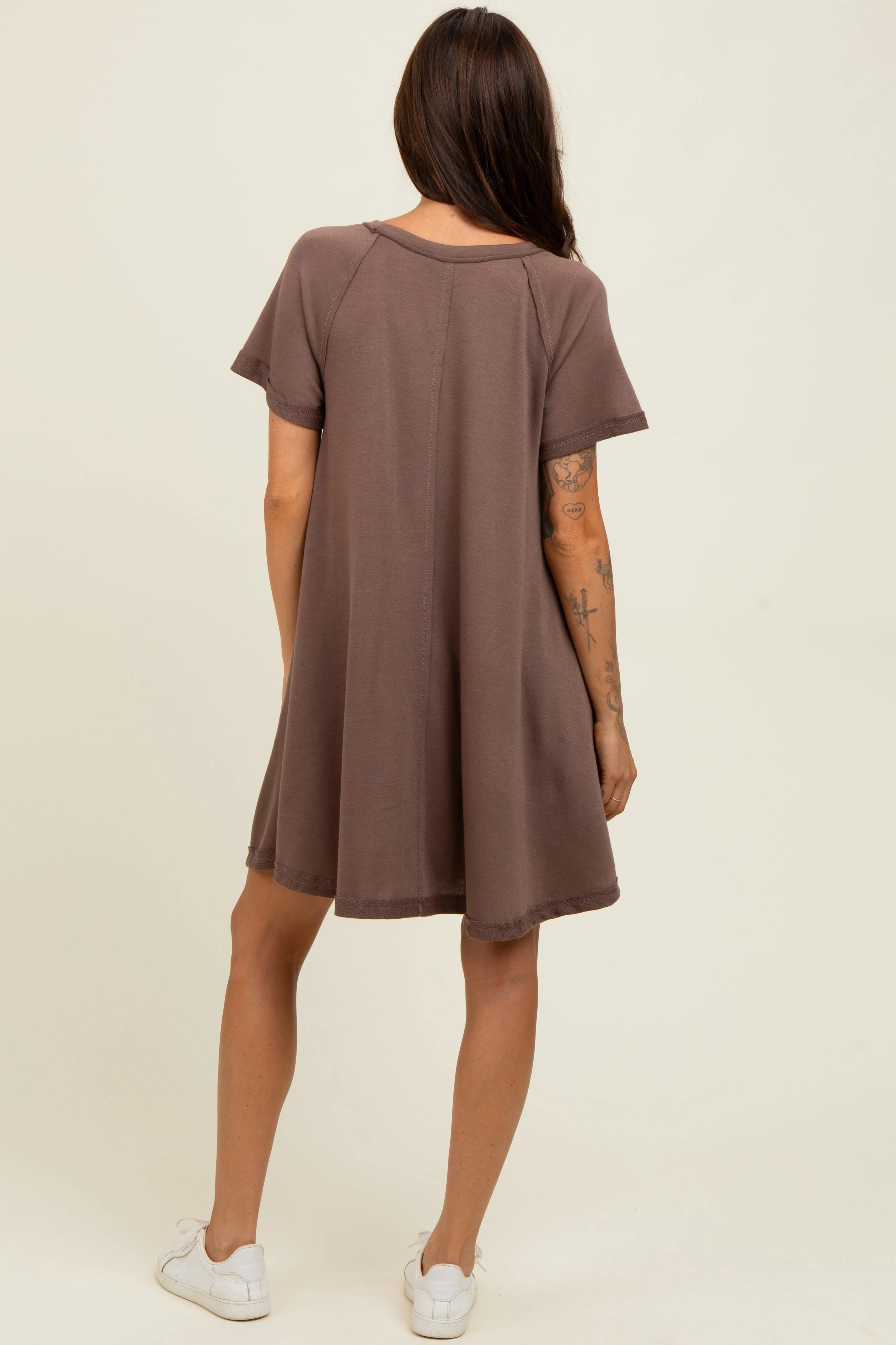 Brown Solid T-shirt Mini Dress sold by Pinkblush product image thumbnail 4