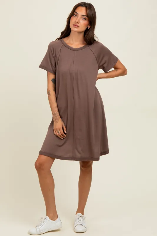 Brown Solid T-shirt Mini Dress sold by Pinkblush