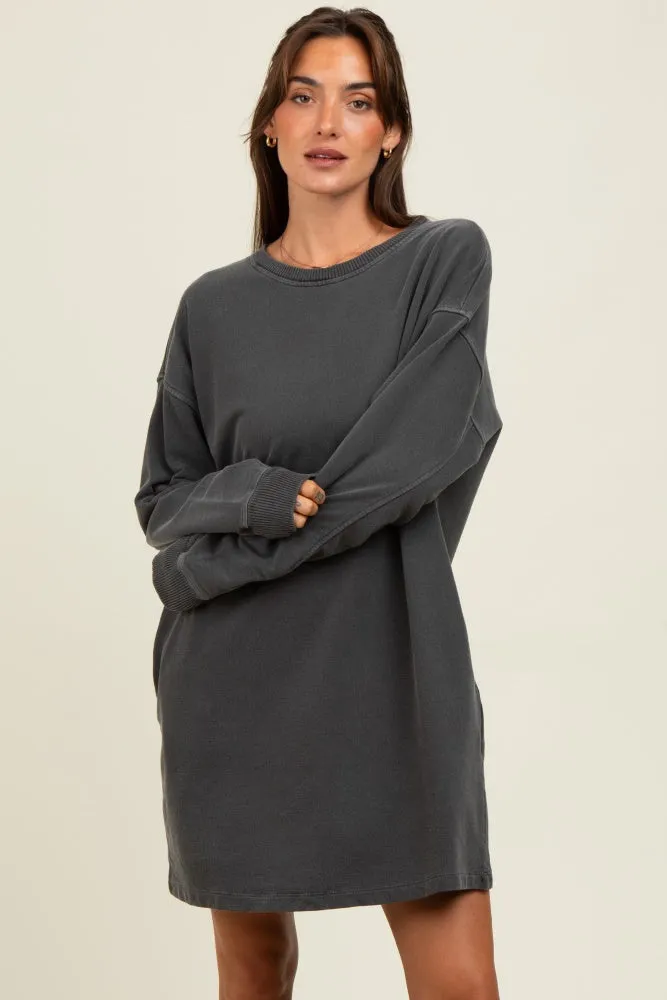 Charcoal Oversized Long Sleeve Maternity T-Shirt Dress sold by Pinkblush product image thumbnail 5