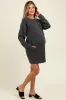 Charcoal Oversized Long Sleeve Maternity T-Shirt Dress sold by Pinkblush