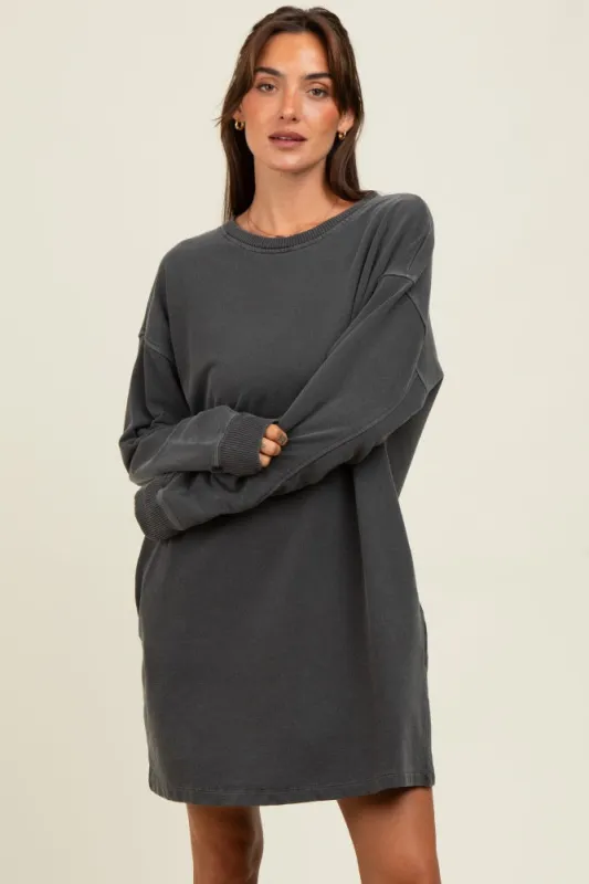 Charcoal Oversized Long Sleeve T-Shirt Dress sold by Pinkblush