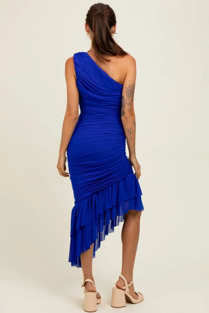 Royal Ruched Mesh One Shoulder Asymmetric Dress sold by Pinkblush product image thumbnail 4