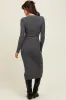 Charcoal Ribbed Tie Waist Sweater Dress sold by Pinkblush