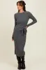 Charcoal Ribbed Tie Waist Sweater Dress sold by Pinkblush