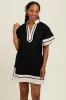 Black Colorblock Border Print Maternity Mini Shift Dress sold by Pinkblush